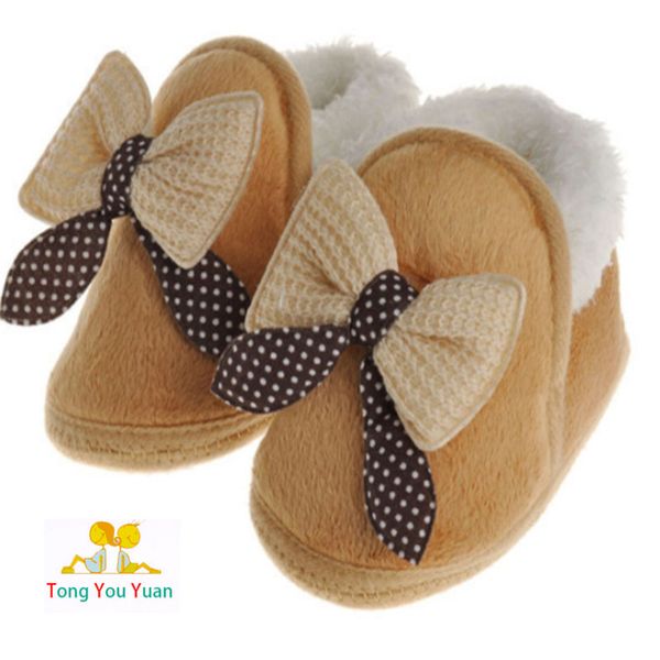 

first walkers born baby boys and girls cute plus cashmere bow series toddler slippers cotton warm wool bed walk shoes xz17