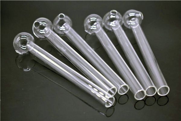 6 polegadas (15cm) Clear Pyrex Glass Oil Burner Transparente Nail Tube para vidro Bong DHL GRÁTIS