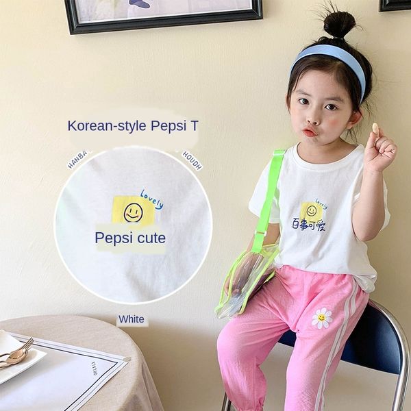 

short-sleeved t-shirt t-shirt 2020 summer new children's small and medium-sized children's baby girl's baby fashionable breat, Blue