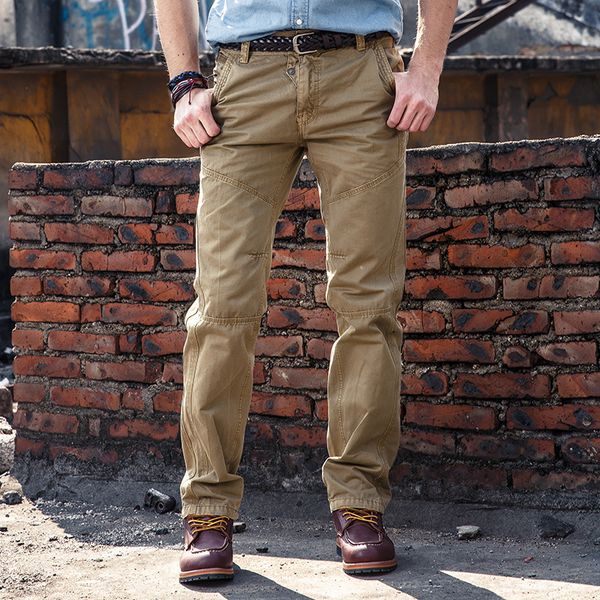

men's pants cargo men multi pockets tactical work outwear streetwear army straight slacks casual long trousers, Black