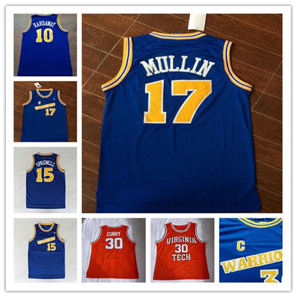 

College #17 Chris Mullin #15 Latrell Sprewell 10 Tim Hardaway Retro Basketball Jersey University wears Stitched Jersey S-2XL