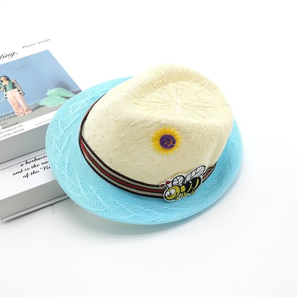 

children's straw straw boys and girls children's sun sun hat beach basin hat, Blue;gray