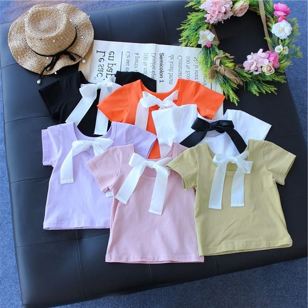 

2020 new korean style back butterfly girl's t-shirt children's clothing t-shirt short-sleeved solid color fashion children's, Blue