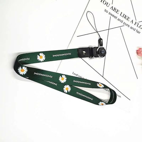 

new mobile phone lanyard polyester material thermal transfer small daisy wide rope detachable length working lanyard can be customized