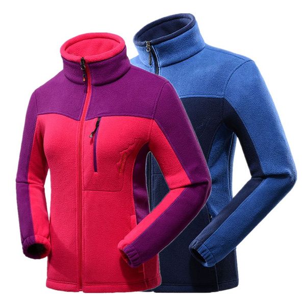 

men and women fleece jakcet softshell outdoor splicing sports thermal coat male female trekking camping hiking jacket cyf164, Blue;black