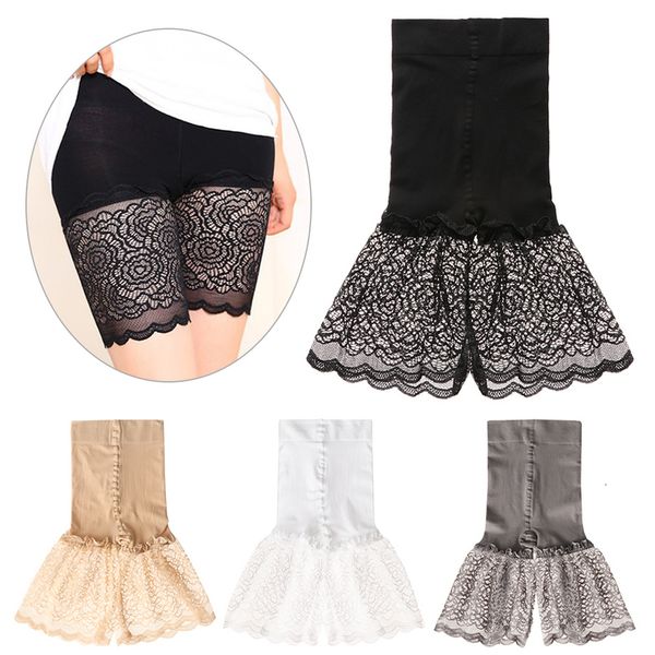 

2020 summer fashion womens safety soft pants leggings ultra stretch short lace high waist underwear under skirt safety pants, Black