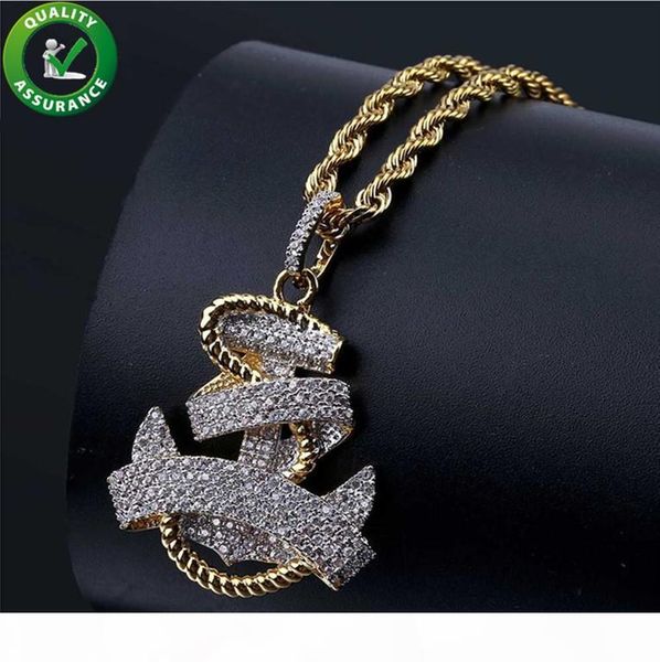 

iced out chains pendant designer necklace hip hop jewelry mens vintage anchor pendant diamond luxury cuban link wedding designer style charm, Silver