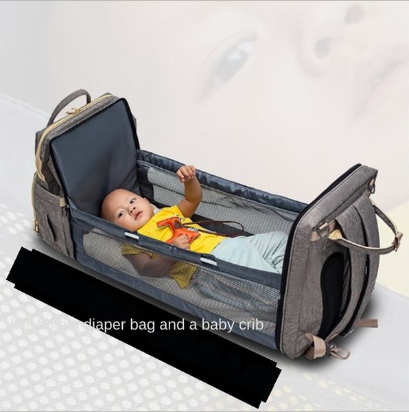 

2020 new folding multifunctional large capacity baby crib crib double shoulder mommy bag bed bag
