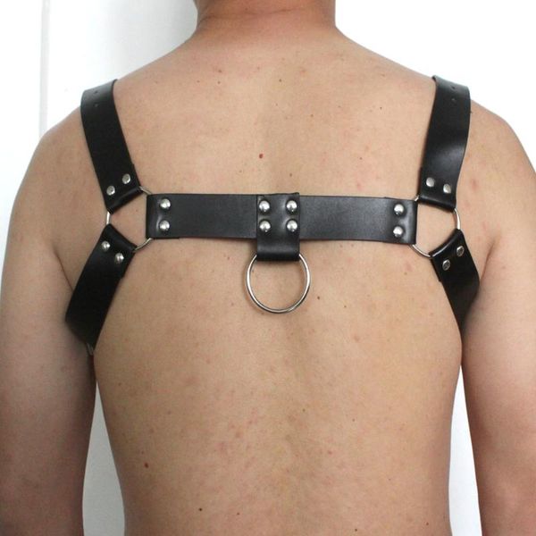 

fashion faux leather belt adjustable harness men women body chest bondage metal punk straps party suspenders, Black;brown