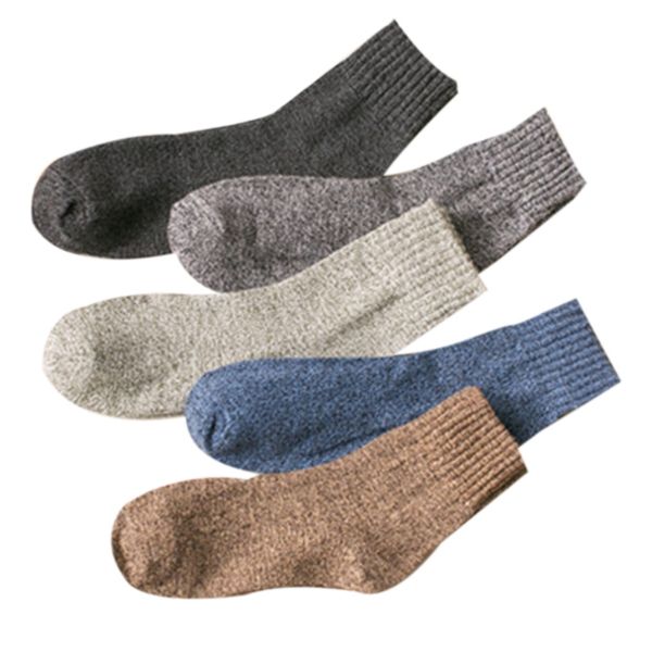 

men's socks warm thick cotton winter harajuku retro wool, Black