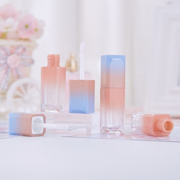 

5ml blue pink gradient lip gloss refillable bottle empty cosmetic containers lipstick storage lipgloss packing tube eyelash tool