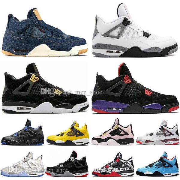 

fashion bred 4 4s what the cactus jack laser wings mens basketball shoes denim blue pale citron men sport designer sneakers eur 36-47