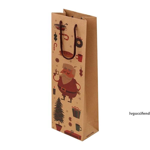 

christmas gift kraft paper bag wine bottle bag packaging decorations for home new year gifts
