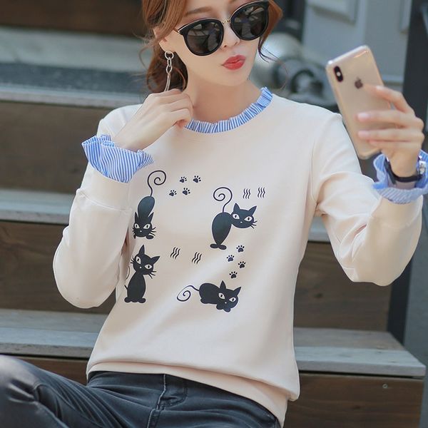 

f9pd4 с длинными рукавами сыпучих женщин тонкий 2020 новый супер весенняя одежда огонь cec корейский стиль свитер свитер топ модных женщин с, Black