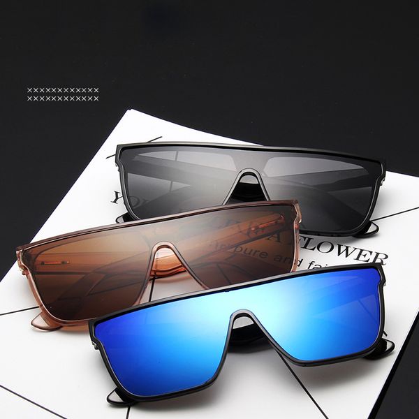 

2020 new fashion flat sunglasses men women brand designer square sun glasses men cool one piece uv400 mirror shades uv400, White;black