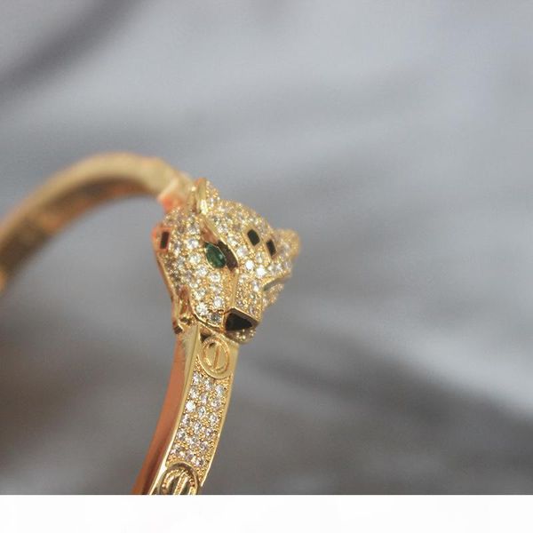 

ретро алмазный leopard браслет 18k золотые ювелирные изделия женщина головы животного браслеты, Golden;silver