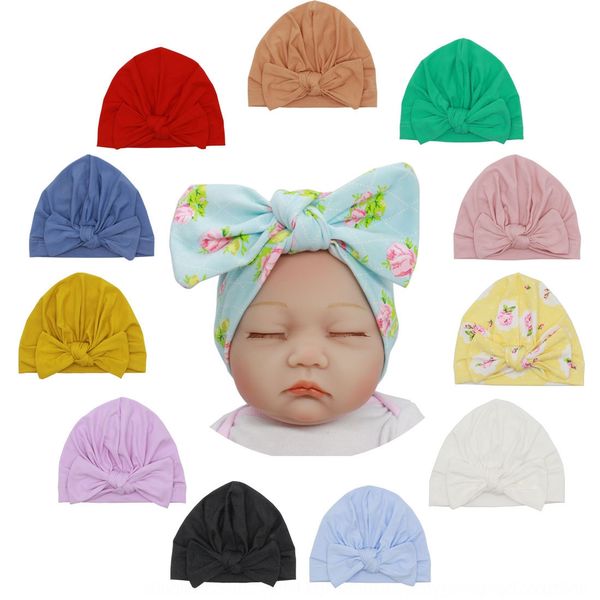 

baby baby pure cotton bowknot butterfly pullover rabbit ear cap striped flower polka dot printed knot pullover cap, Yellow