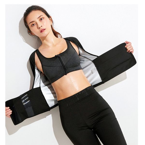 

waist trainer sweat vest body shaper control slimming vest women sportswear plus size shapewear, Black;blue