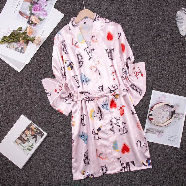 

2020 new sleepwear kimono bathrobe gown women nightwear satin intimate lingerie casual home clothes nightdress nightgown, Black;red