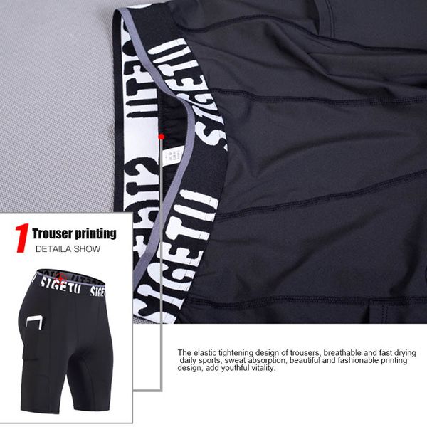 

new man quick-drying stretch shorts running fitness sports gymnastics training compression pants joggers lmh66, White;black