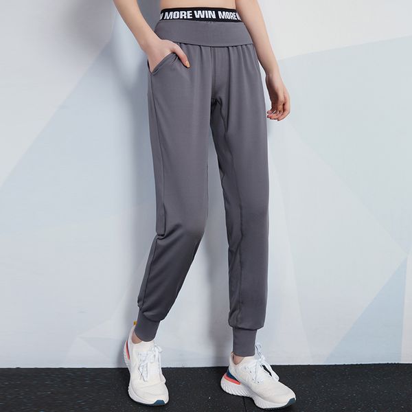 

women running pants loose sport yoga pants letter waist sports gym trouers ladies training high waisted sweatpants, Black;blue
