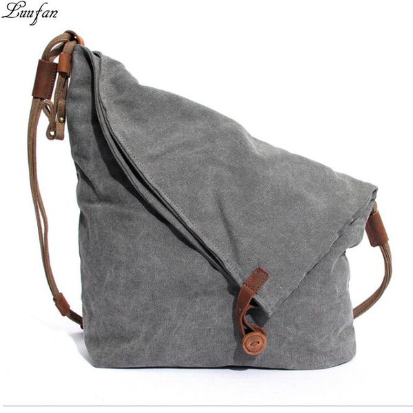 

luufan canvas leather shoulder bag for women large capacity female message bag soft foldable women shipping high quality