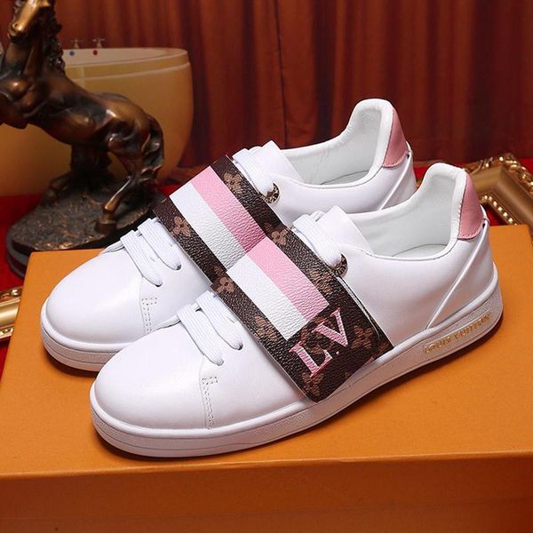 

new luxury womens shoes leather comfortable breathable leisure casual with box zapatos de mujer luxury design frontrow sneaker chaussures, Black