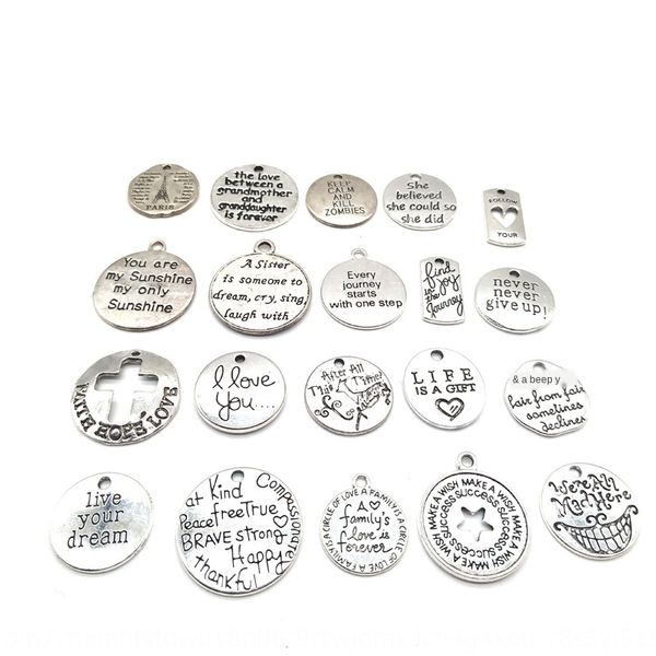 

english letters inspirational tag zinc chain diy chain alloy jewelry pendant diy bracelet necklace pendant, Silver