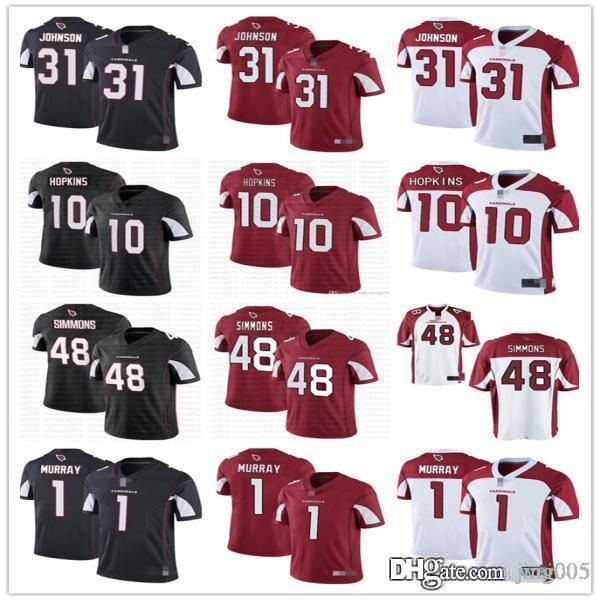 

men women youth arizona cardinals 1 kyler murray 11 arry fitzgerald 31 david johnson 10 deandre hopkins 48 isaiah simmons jersey, Black;red