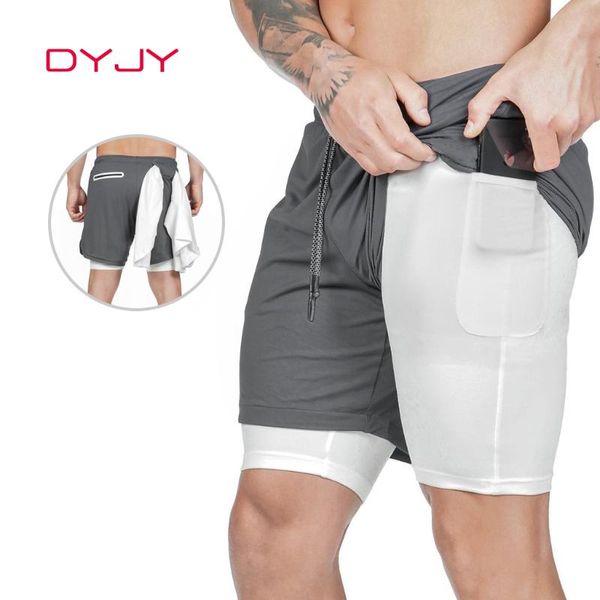 

dyjy running men shorts for summer sports quick dry crossfit wear bodybuilding jogging gym fitness workout compression sportwear, Black;blue