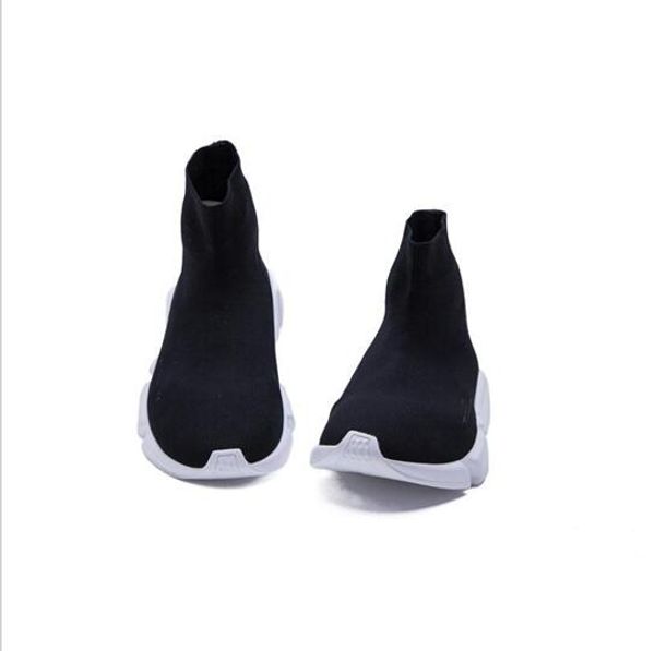 

2019 casual shoes flat fashion men socks red triple black stretch mesh high women sneaker speed trainer runner cs01