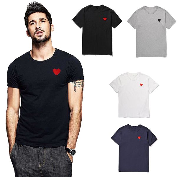 

fashion couple t-shirt 2020 casual embroidery single love-heart breathable tshirt casual summer outfits for man women, White;black