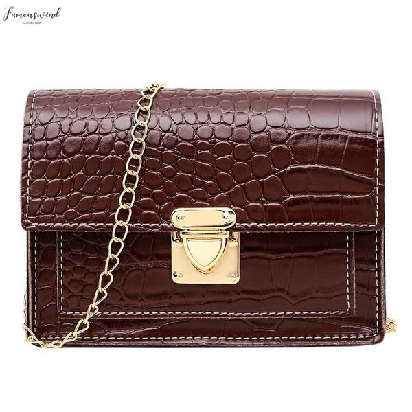 

crocodile pattern fashion women solid color hasp handbag solid color shoulder bag messenger bag strap small square bag 25