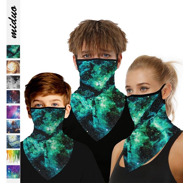 

rolaq starry sky sports sportsscarf outdoor sportsdigital printing parent-child clothing outdoor sports dustproof magic head hanging ear tri, Black