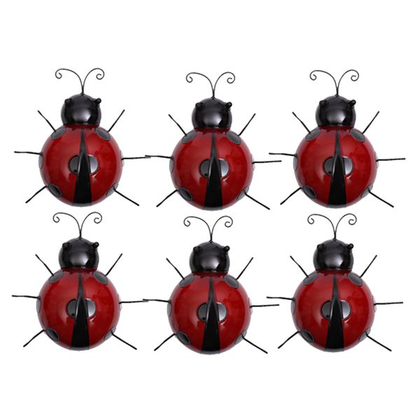 

6x metal ladybird figurine wall arts ladybug ornaments kindergarten decor