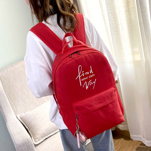 

women backpack rucksack candy color school bag simple shoulders student school bag strawberry print mochila travel pendant book