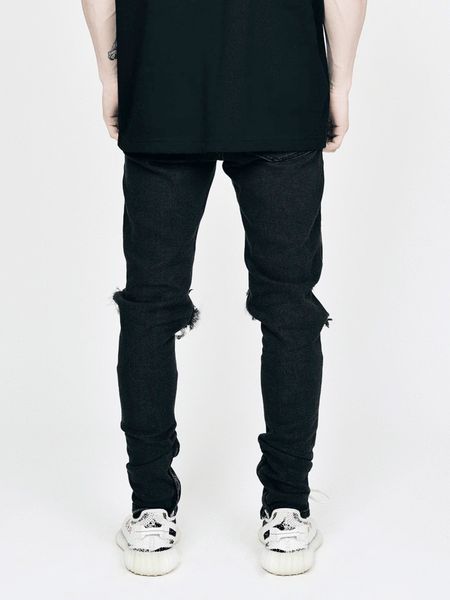 

men stylist jeans hole zipper men 2020.7jeans motorcycle biker men pants black size, Blue