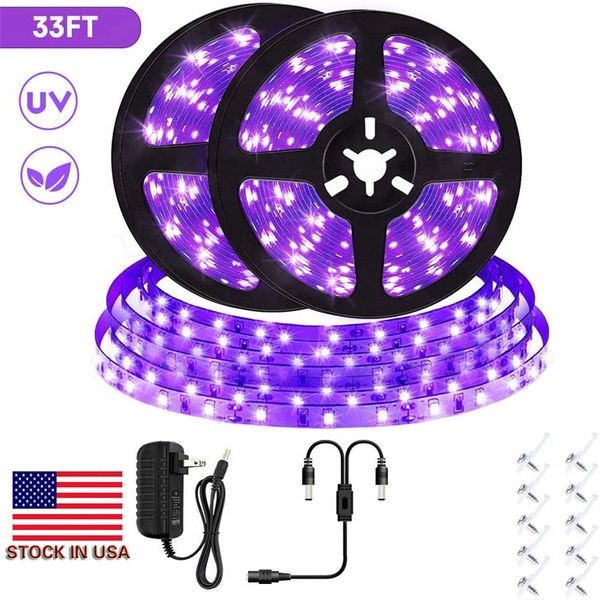 UV черного пояса свет, 33ft LED Black Light Strip Kit 12V, 600 шариков светильника, Этап освещения, партия, день рождения, свадьба, Хэллоуин + американские акции