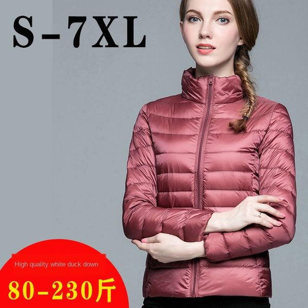 

тонкие для женщин 2019 winter тонкого короткого тонкого стенда воротник большого размер ультра легких плюс пуховик пальто пуховик жира пальт, Black