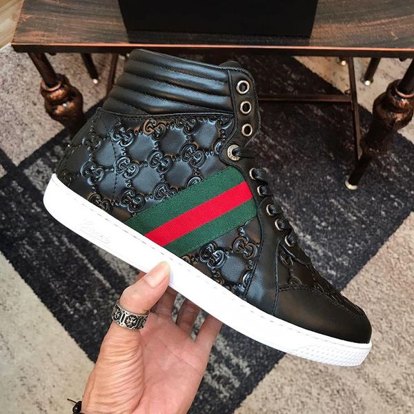 

drop ship mens ace signature high sneaker men shoes fashion breathable shoes lace -up sports casual men boots chaussures pour hommes, Black