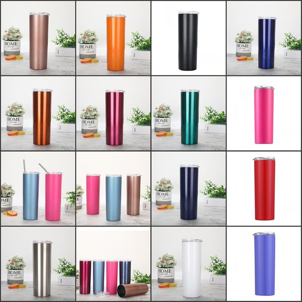

20oz skinny cup stainless steel drinking tumblers rich color mugs simple durable household sundries 15 8zc e2