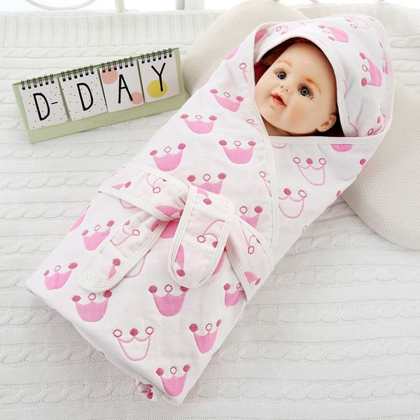 

90*90 newborn quilt baby swaddling four-layer blanket bath towel gauze blanket belt baby bath towel