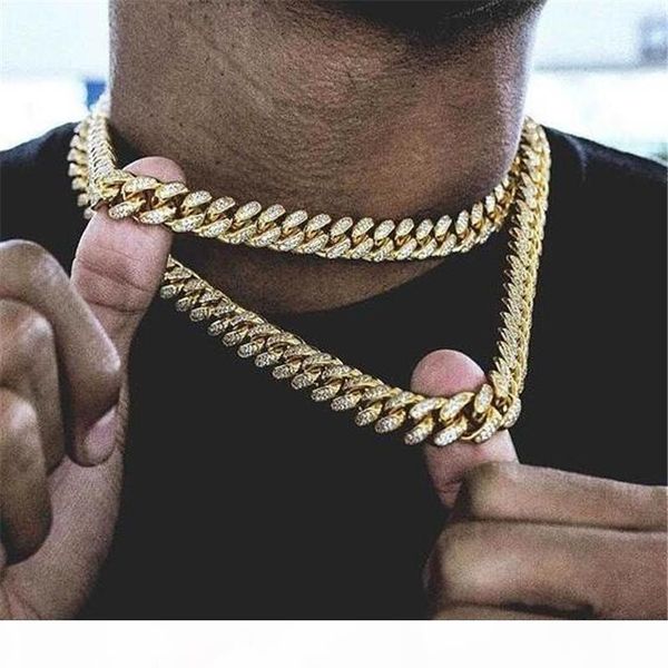 

hip hop bling chains mens jewelry iced out chains necklace miami cuban link gold silver chains