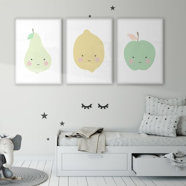 

fruit pear lemon apple kitchen baby room poster children's room picture wall art nursery canvas print kids p decor
