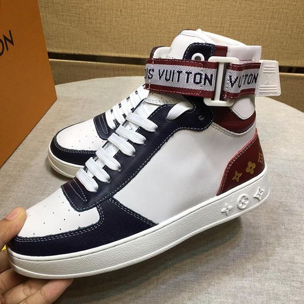 

new 2020 men sneakers shoes leather lace -up mens shoes with original box luxury ankle fashion boots men shoes casual chaussures pour hommes