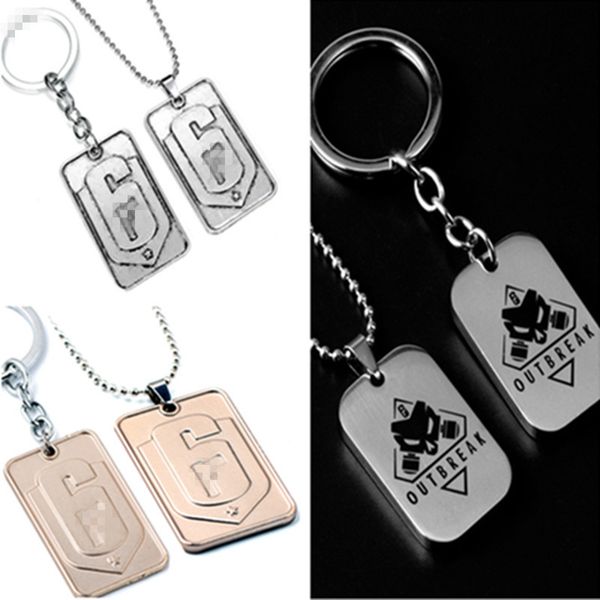 

game rainbow six siege logo choker necklace for women man pendant keyring keychain charm gift souvenir jewelry drop-shipping, Silver