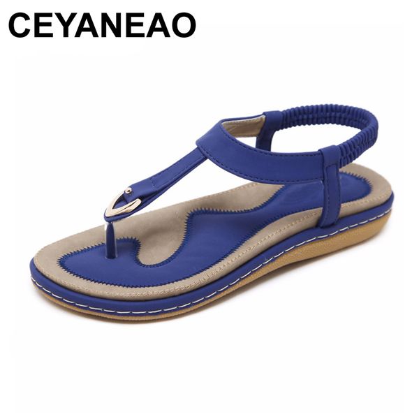 

CEYANEAO Summer Shoes Women Bohemia Ethnic Flip Flops Soft Flat Sandals Woman Casual Comfortable Plus Size Wedge Sandals 35-45, Black