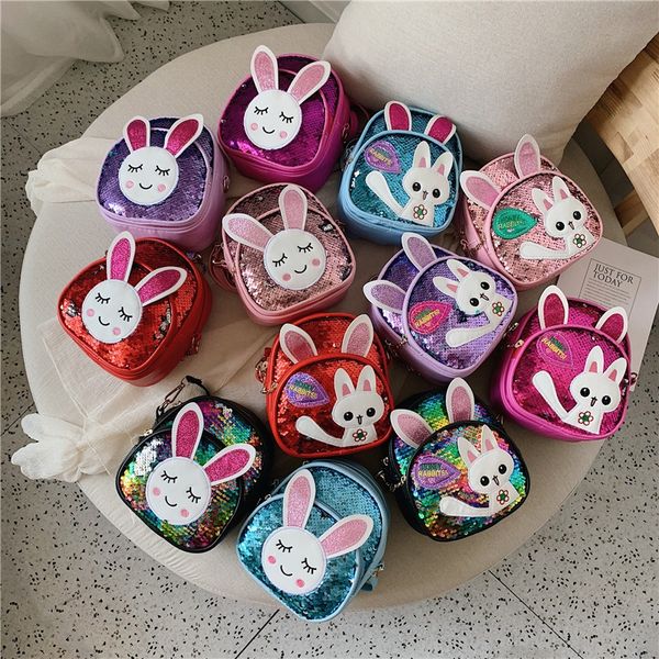 

8f31u children's small infant kitten cartoon girl crossbody children's small sequins sequins infant kitten backpack cartoon girl s