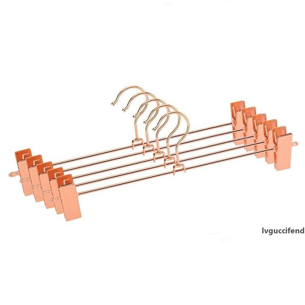 

hangerlink rose copper gold metal heavy duty pants skirt slack hangers, trousers hanger with clips rack swivel hook (12pcs/lot) t200211