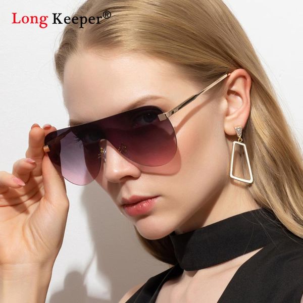 

oversized rimless square sunglasses women 2020 trendy fashion ladies retro sun glasses black brown tinted color lens uv400, White;black